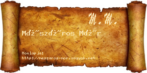 Mészáros Mór névjegykártya